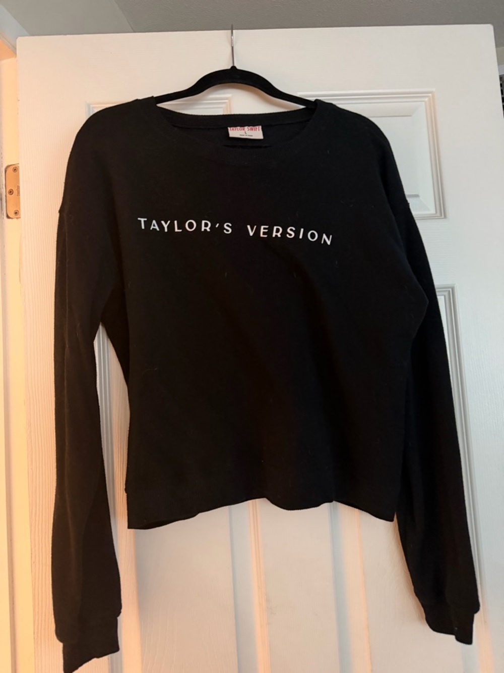 Taylor Swift Black Crewneck Sweatshirt with White 'TAYLOR'S VERSION' Text